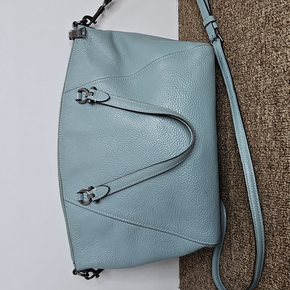 Coach Prairie Satchel Cloud Blue Crossbody Pebble Leather Bag 79997 - Picture 4 of 9